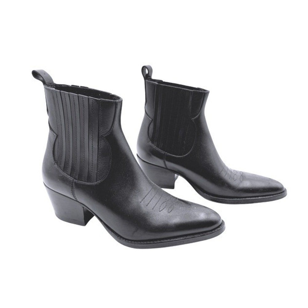 Maje Farwest Black Leather Western Ankle Boots EU 36 US 7 Portugal